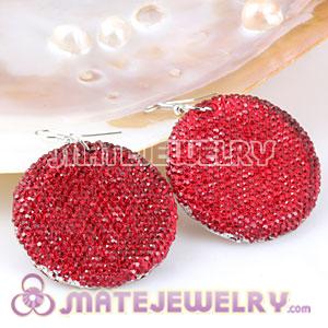Wholesale Basketball Wives Red Crystal Round Bamboo Hoop Earrings 