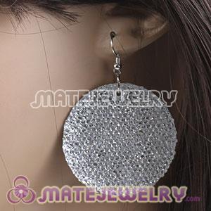 Wholesale Basketball Wives White Crystal Round Bamboo Hoop Earrings 