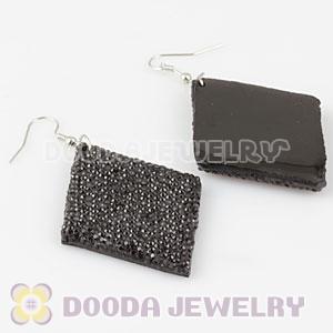 Basketball Wives Black Crystal Diamond Bamboo Hoop Earrings Cheap