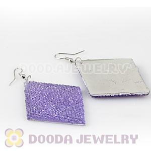 Basketball Wives Lavender Crystal Diamond Bamboo Hoop Earrings Cheap