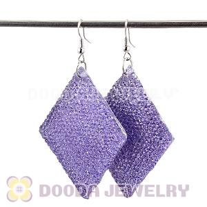 Basketball Wives Lavender Crystal Diamond Bamboo Hoop Earrings Cheap