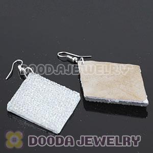 Basketball Wives White Crystal Diamond Bamboo Hoop Earrings Cheap