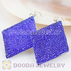 Basketball Wives Blue Crystal Diamond Bamboo Hoop Earrings Cheap