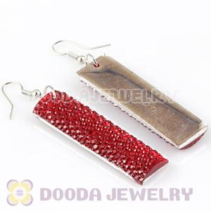 Basketball Wives Red Crystal Bamboo Hoop Earrings Cheap