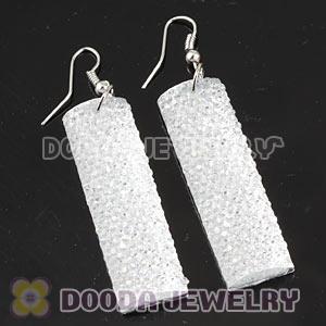 Basketball Wives White Crystal Bamboo Hoop Earrings Cheap