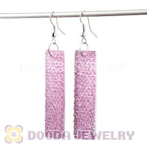 Basketball Wives Pink Crystal Bamboo Hoop Earrings Cheap