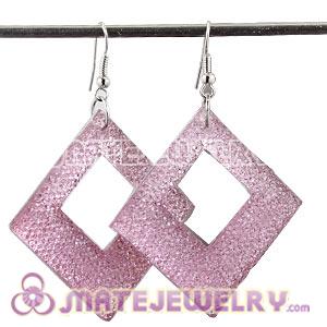 Wholesale Basketball Wives Pink Crystal Diamond Bamboo Hoop Earrings 