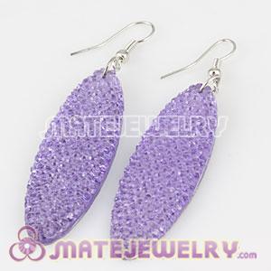 Wholesale Lavender Crystal Basketball Wives Bamboo Hoop Earrings 