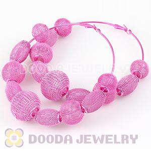 90mm Peach Basketball Wives Mesh Hoop Earrings Wholesale