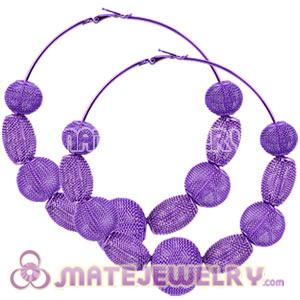 Wholesale 90mm Purple Basketball Wives Mesh Hoop Earrings 