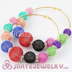 Wholesale 90mm Basketball Wives Mesh Hoop Earrings With Spacer Beads 