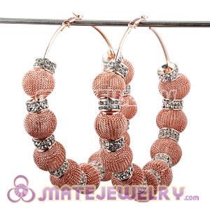 Wholesale 80mm Basketball Wives Mesh Hoop Earrings With Spacer Beads 