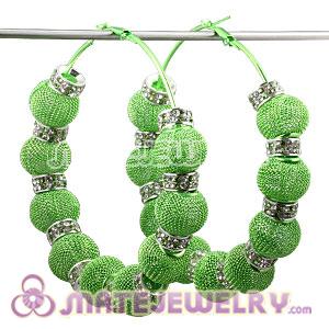 Wholesale 80mm Green Basketball Wives Mesh Hoop Earrings With Spacer Beads 
