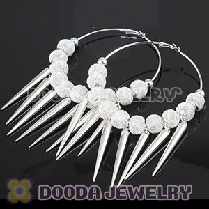 80mm Silver Basketball Wives Spike Hoop Earrings Wholesale