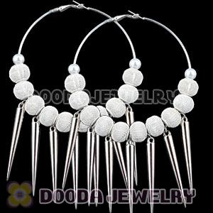 80mm White Basketball Wives Spike Hoop Earrings Wholesale