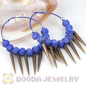 80mm Blue Basketball Wives Spike Hoop Earrings Wholesale