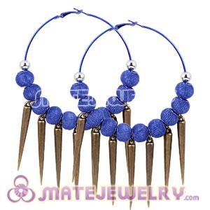 80mm Blue Basketball Wives Inspired Spike Hoop Earrings 