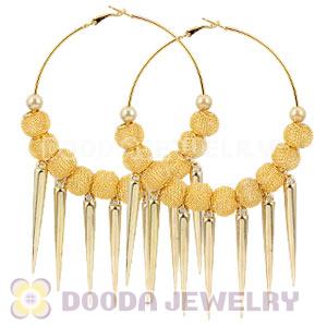 80mm Gold Basketball Wives Spike Hoop Earrings Wholesale