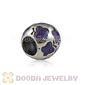 925 Sterling Silver European Butterfly Bead with Purple Enamel 