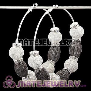 Wholesale 80mm Basketball Wives Mesh Hoop Earrings With Spacer Beads 