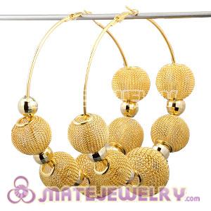 Wholesale 80mm Gold Basketball Wives Mesh Hoop Earrings 