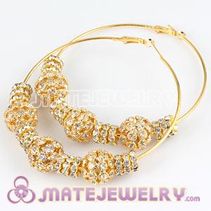 Wholesale 80mm Gold Basketball Wives Crystal Ball Hoop Earrings 