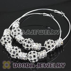 80mm Basketball Wives Hoop Earrings With Crystal Ball Beads 