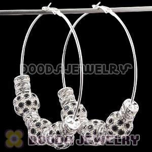 80mm Basketball Wives Hoop Earrings With Crystal Ball Beads 