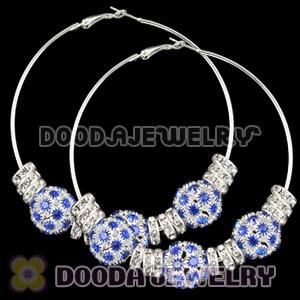80mm Basketball Wives Hoop Earrings With Crystal Ball Beads 
