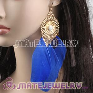 Wholesale Blue Basketball Wives Feather Earrings 