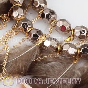 Grizzly Basketball Wives Feather Hoop Earrings With Beads Wholesale