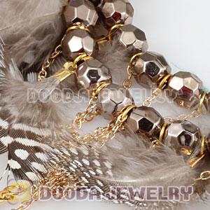 Grizzly Basketball Wives Feather Hoop Earrings With Beads Wholesale