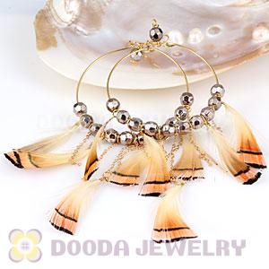Grizzly Basketball Wives Feather Hoop Earrings With Beads Wholesale