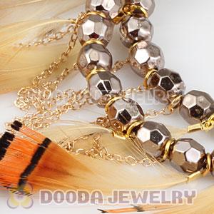 Grizzly Basketball Wives Feather Hoop Earrings With Beads Wholesale
