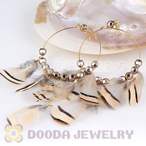 Grizzly Basketball Wives Feather Hoop Earrings With Beads Wholesale
