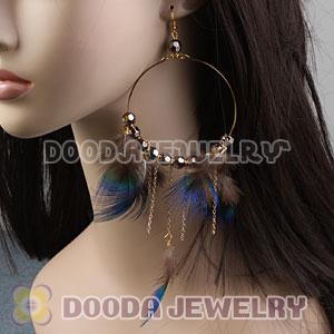 Grizzly Basketball Wives Feather Hoop Earrings With Beads Wholesale
