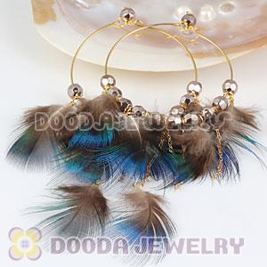 Grizzly Basketball Wives Feather Hoop Earrings With Beads Wholesale
