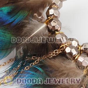 Grizzly Basketball Wives Feather Hoop Earrings With Beads Wholesale