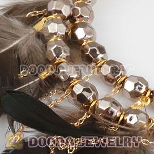 Black Basketball Wives Feather Hoop Earrings With Beads Wholesale