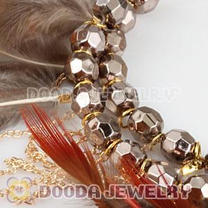 Grizzly Basketball Wives Feather Hoop Earrings With Beads Wholesale