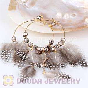 Grizzly Basketball Wives Feather Hoop Earrings With Beads Wholesale