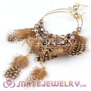 Wholesale Basketball Wives Feather Hoop Earrings With Beads 
