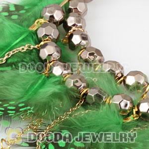Green Basketball Wives Feather Hoop Earrings With Beads Wholesale