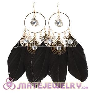 Wholesale Black Basketball Wives Feather Hoop Earrings