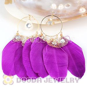 Purple Basketball Wives Feather Hoop Earrings Wholesale