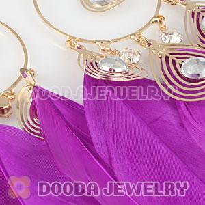 Purple Basketball Wives Feather Hoop Earrings Wholesale