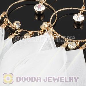 White Basketball Wives Feather Hoop Earrings Wholesale