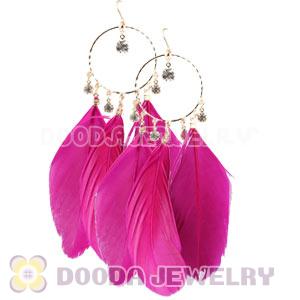 Peach Basketball Wives Feather Hoop Earrings Wholesale