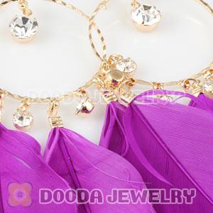 Purple Basketball Wives Feather Hoop Earrings Wholesale