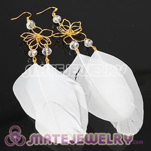 Wholesale White Basketball Wives Feather Earrings